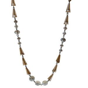 Elegant Beaded Gold Clear Necklace Long Cone Round Beads Fashion Jewelry Women